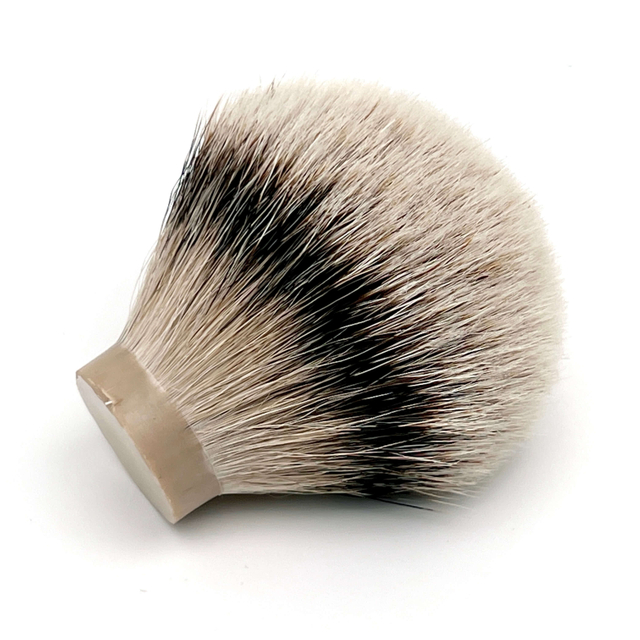Brocha de afeitar húmeda de alto grado, herramienta de aseo para hombres, nudo de tejón de punta plateada