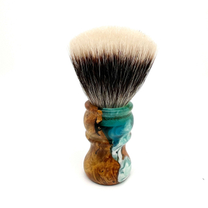 SHD HMW Silvertip Badger con mango de madera y resina, brocha de afeitar entera, herramienta de afeitado húmedo