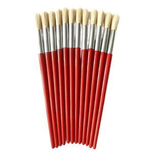 Pinceles de pintura de puntas redondas de cerdas de jabalí con mango de madera rojo económico